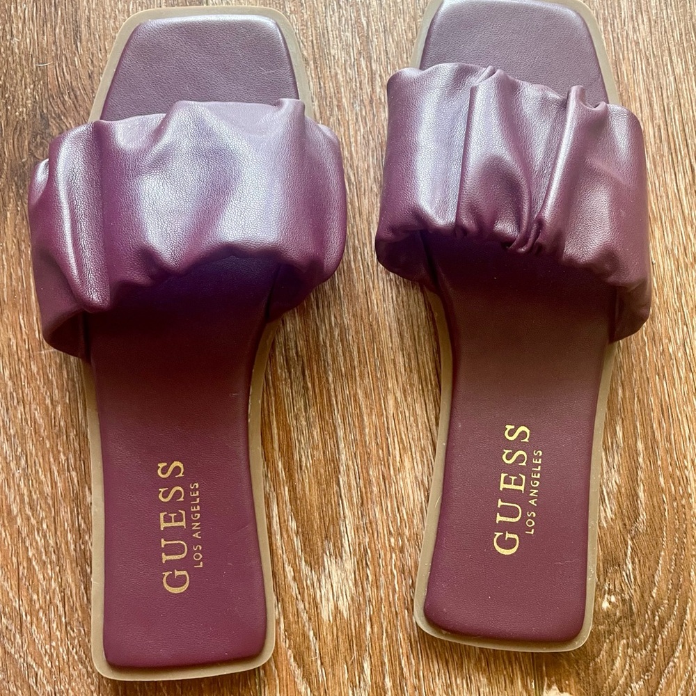 Guess Burgundy Sandals with Puffy Strap